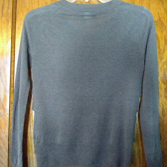 J. Crew Ruffle-Front Gray Cardigan - Picture 2 of 4